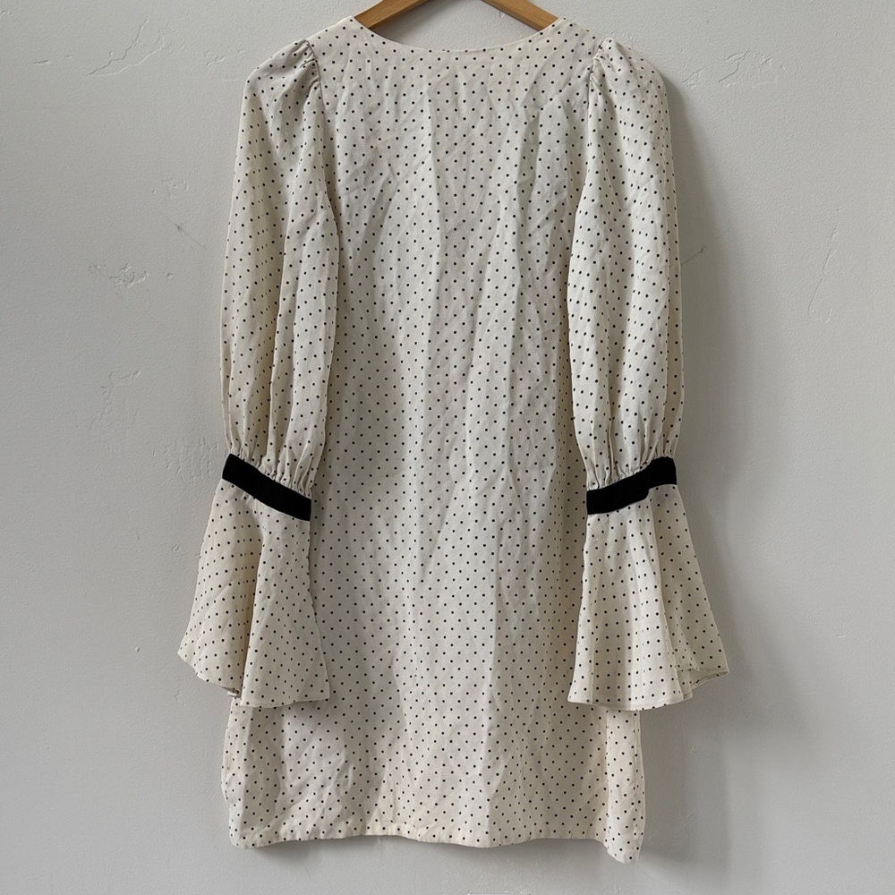 Vintage Young Edwardian by Arpeja Babydoll Mini Dress Polka Dot Flare Sleeves - Picture 3 of 14